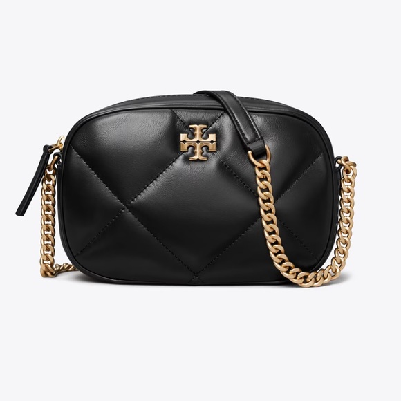 Tory Burch Handbags - Tory Burch Black Leather Kira Diamond Quilt Camera Bag Crossbody